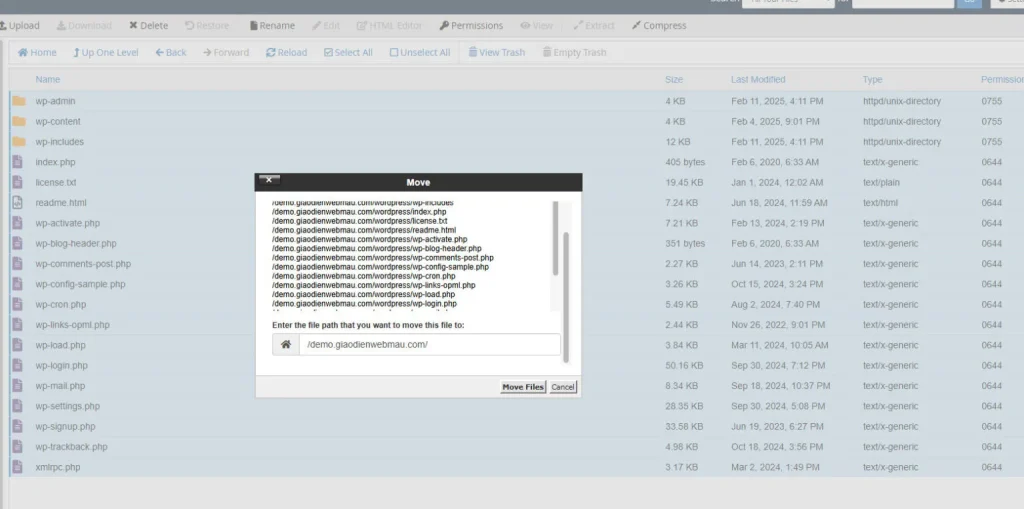 di chuyển file wordpress thủ công