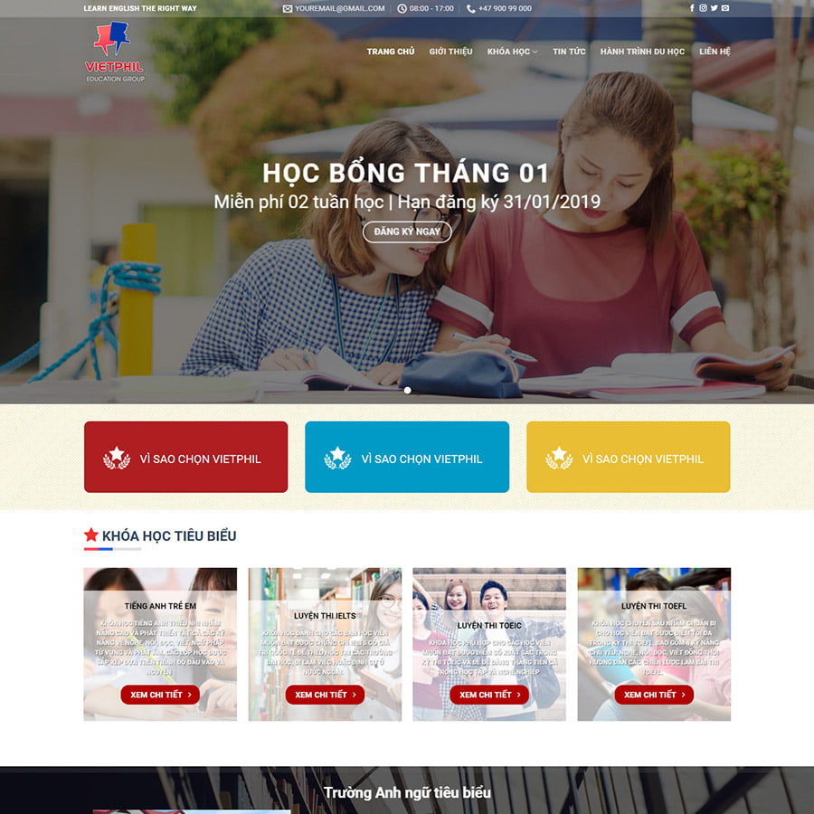Mẫu thiết kế website Trung tâm tiếng anh 03 1 theme wordpress trung tâm anh văn