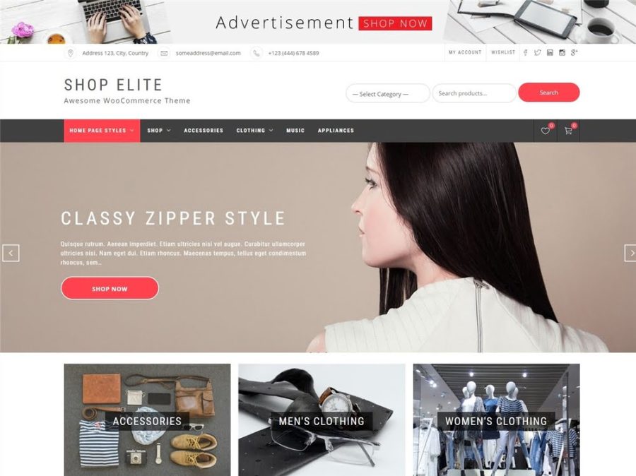 shopElite theme wordpress mien phi cho web ban hang