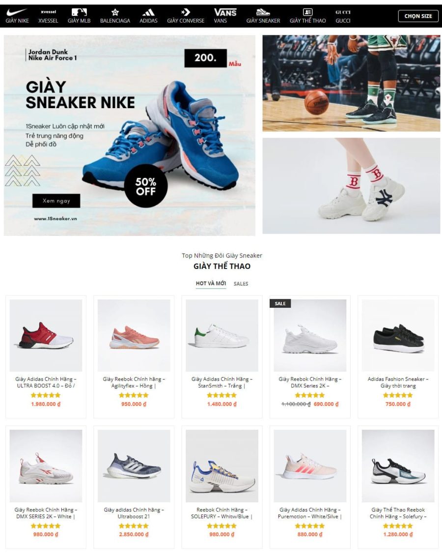 Theme wordpress bán giày sneaker