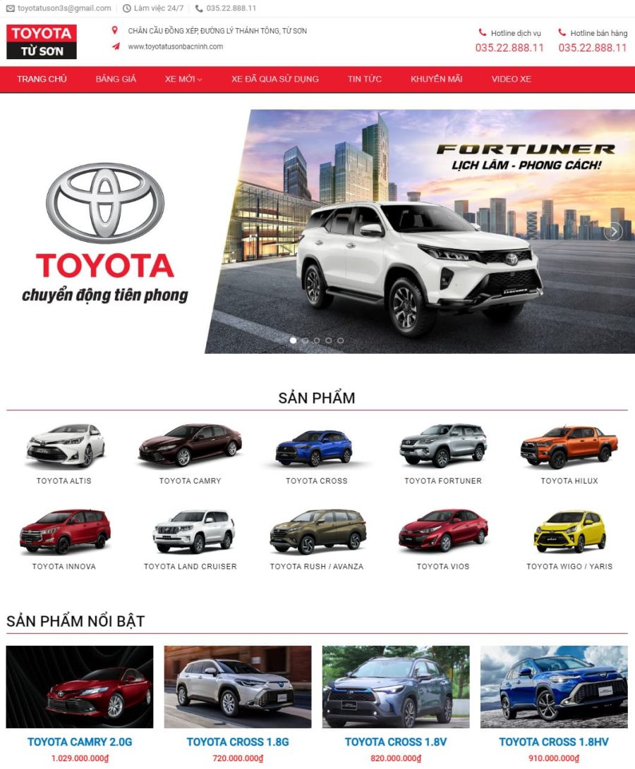 Theme wordpress bán xe toyota đẹp