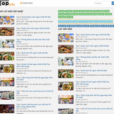 Theme wordpress đánh giá giống Toplist