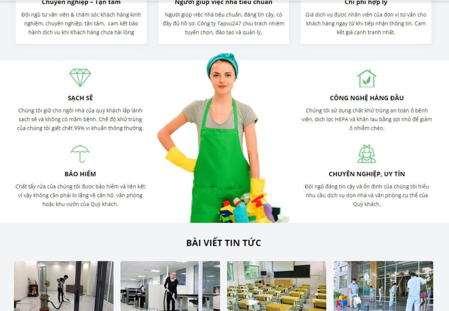 theme wordpress dich vu don nha