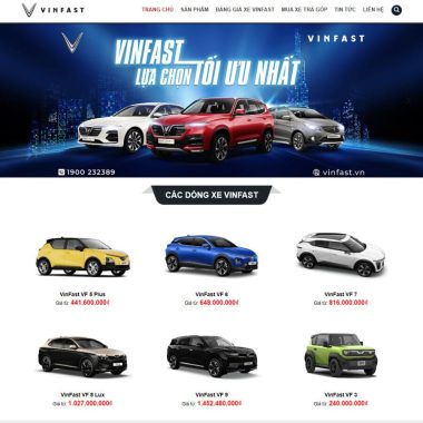 Mẫu thiết kế website bán xe vinfast