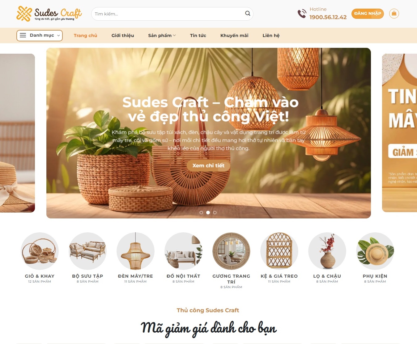 Mẫu Thiết Kế Website Bán Đồ Thủ Công Mỹ Nghệ Chuẩn SEO, Giao Diện Hiện Đại 1 Mẫu Thiết Kế Website bán đồ thủ công mỹ nghệ