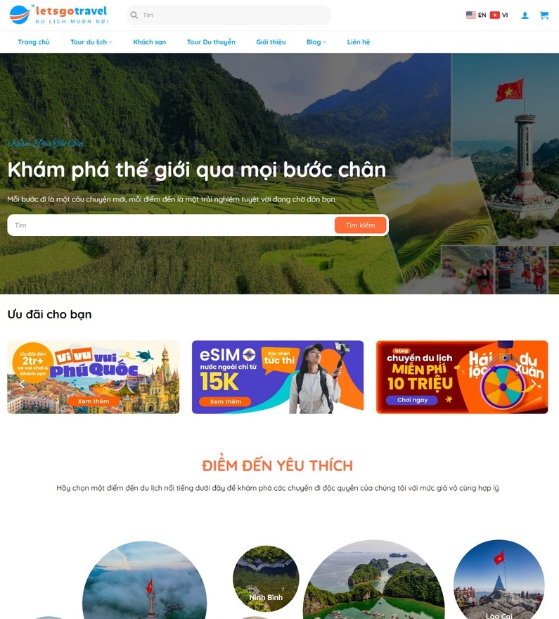 Mẫu Thiết Kế Website Du Lịch 33 Chuẩn SEO, Đặt Tour Và Khách Sạn Trực Tuyến 1 Mẫu Thiết Kế Website du lịch 33