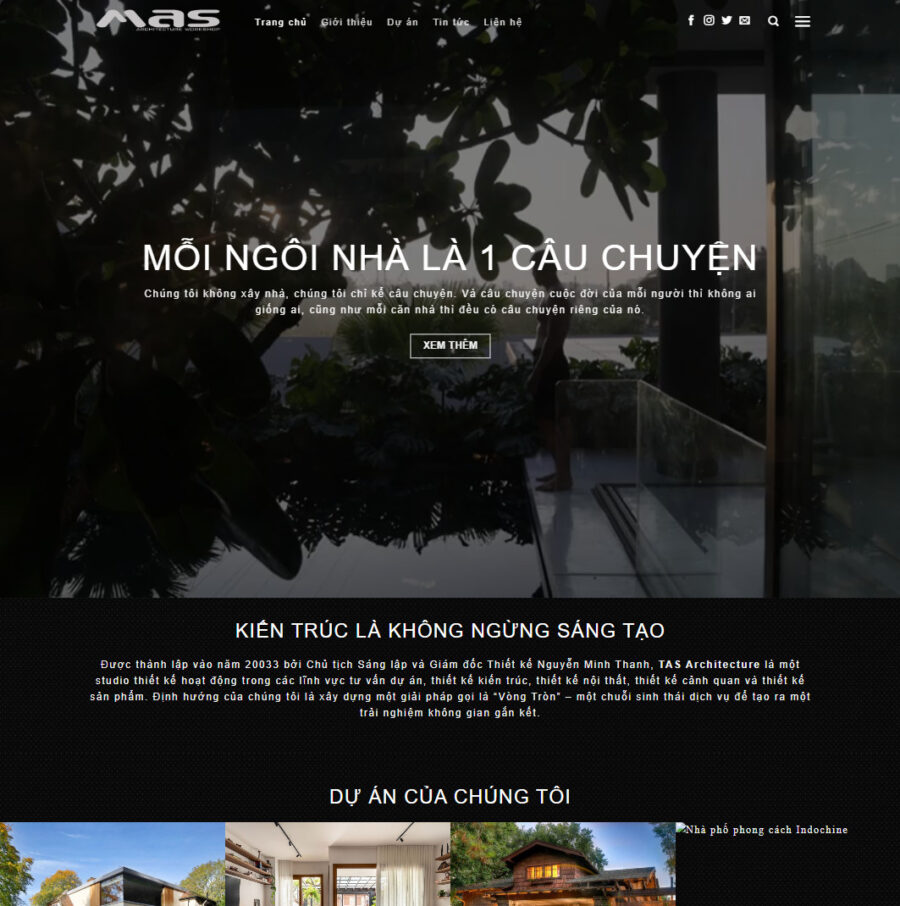 Mẫu Thiết Kế Website kiến trúc 08 – Giao diện sang trọng, tối giản nâng tầm thương hiệu kiến trúc 1 Mẫu Thiết Kế Website kiến trúc 08
