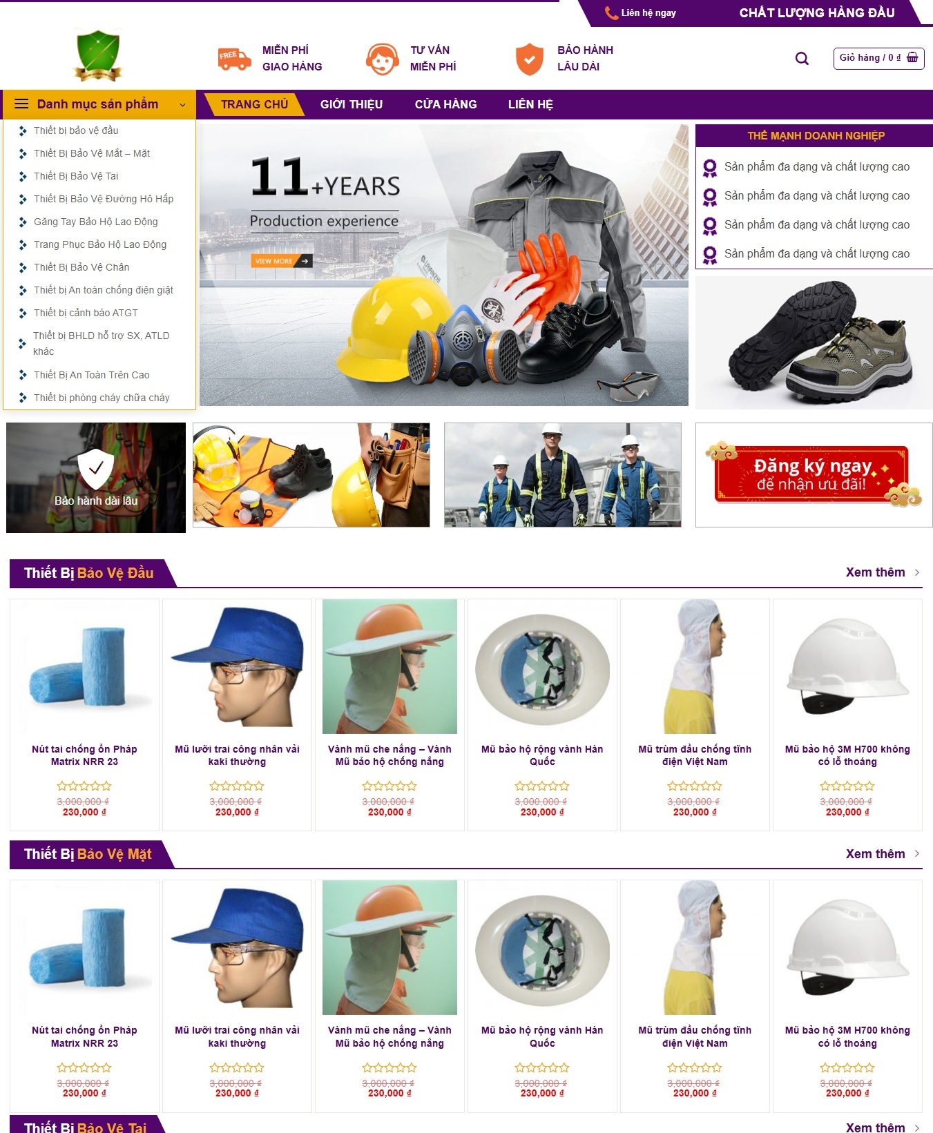 Mẫu Thiết Kế Website Thiết Bị Bảo Hộ Lao Động Chuẩn SEO, Chuyên Nghiệp 1 Mẫu Thiết Kế Website thiết bị bảo hộ