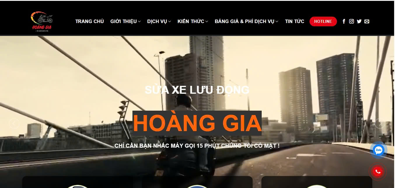 Website dịch vụ - sửa xe lưu động