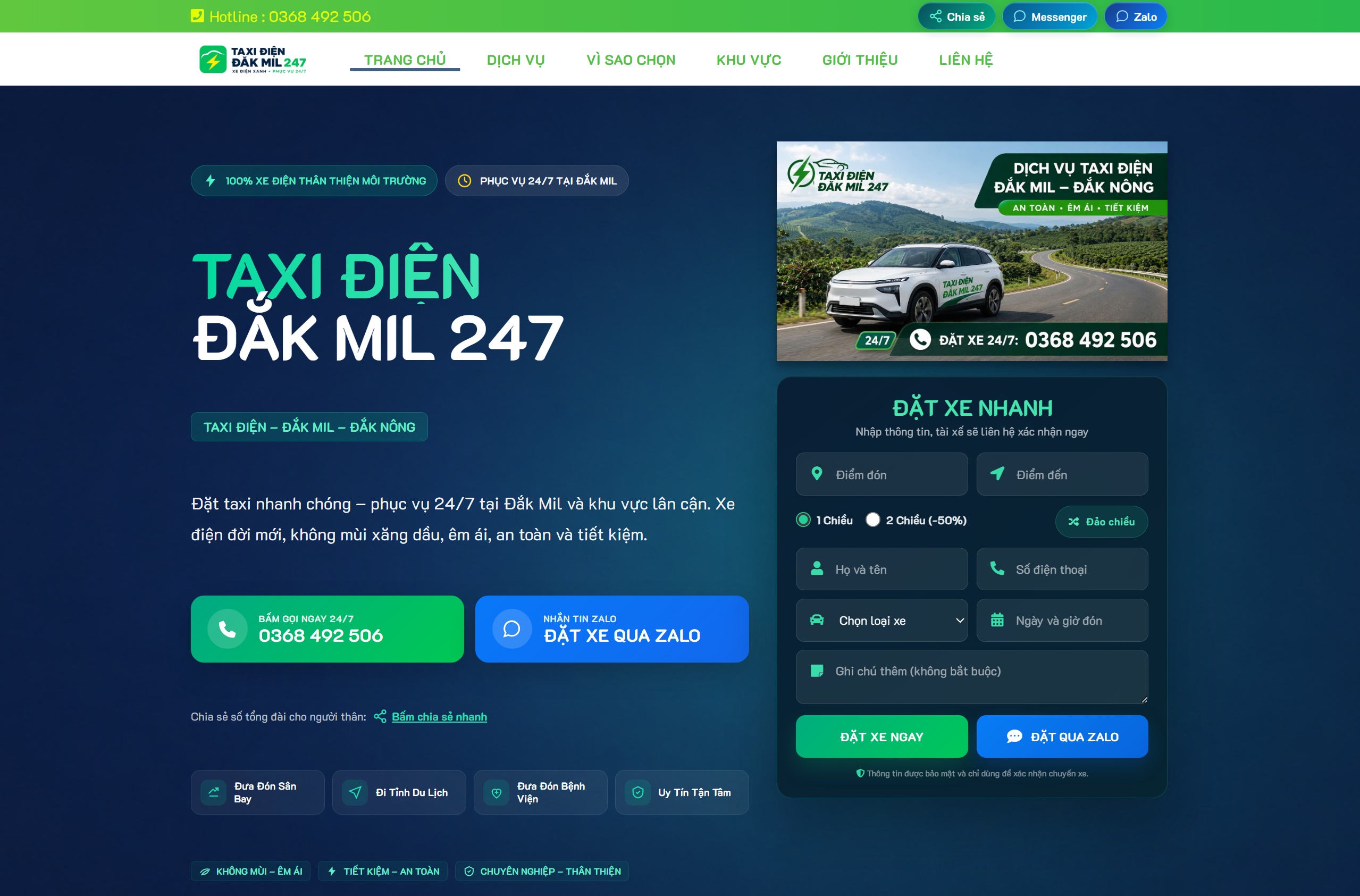 thiết kế website taxi diện