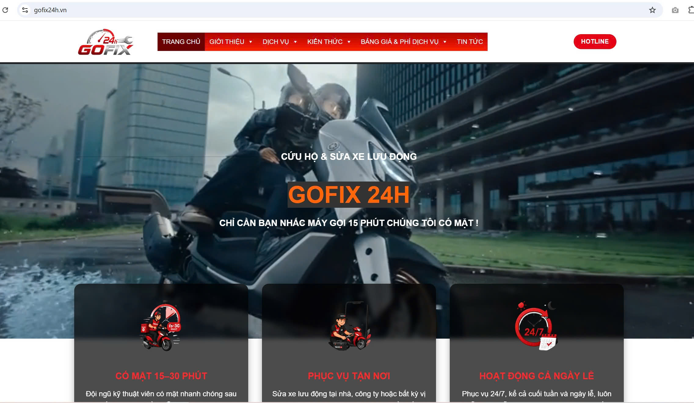 website dịch vụ sửa xe lưu động