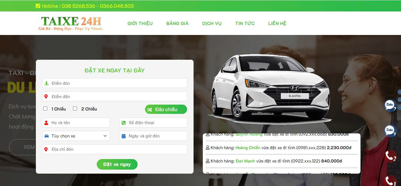website taxi - taixe24h