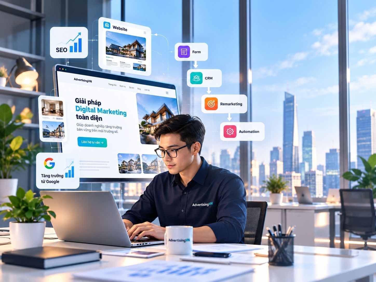 AdvertisingVN thiết kế website phục vụ SEO, Marketing và tăng trưởng doanh nghiệp